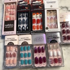 Impress nails  9 sets.    No glue needed    All for one price!!!!